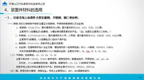 汽车紧固件的开发、应用和成本分析