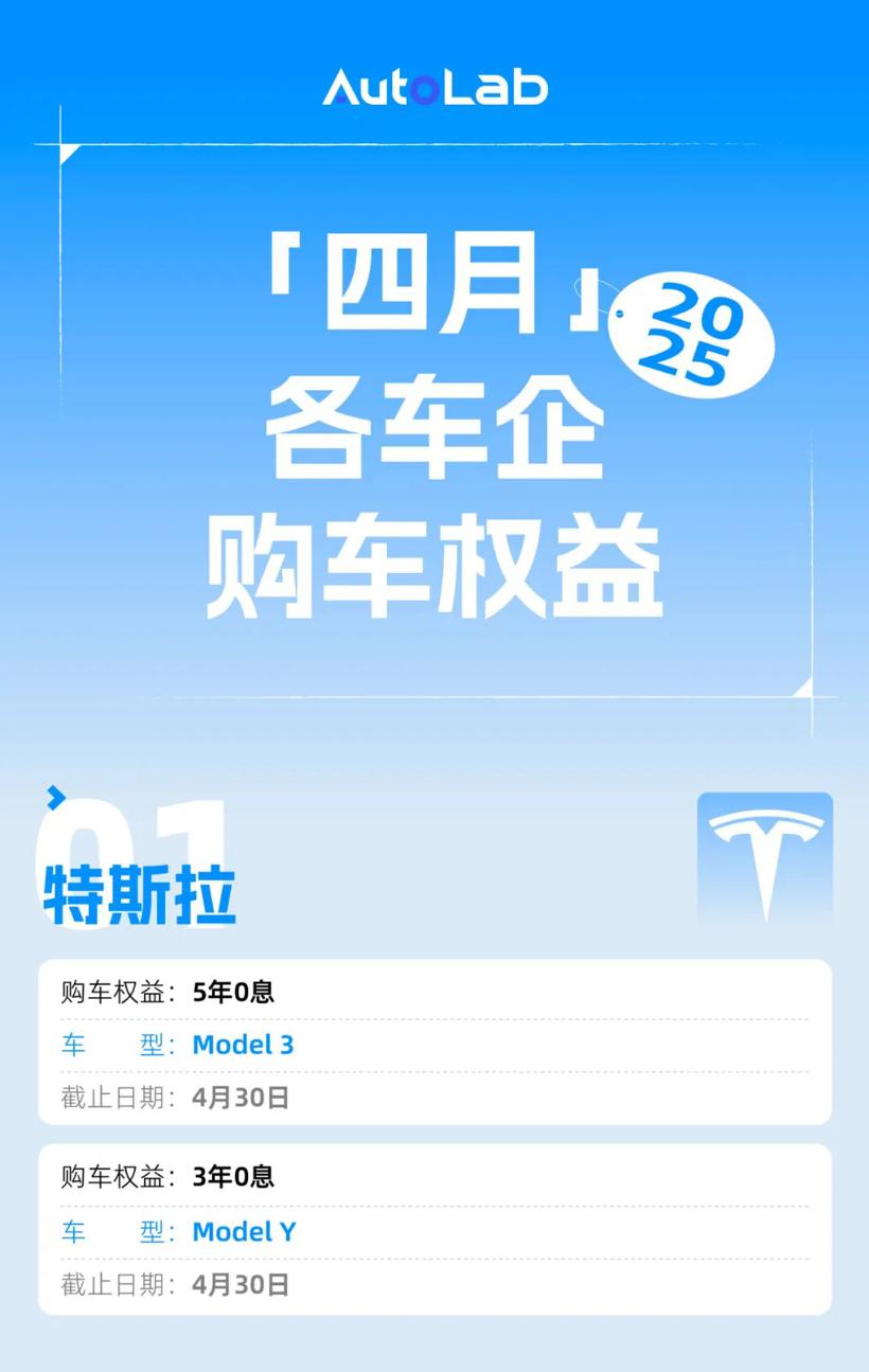 车企4月优惠盘点：特斯拉权益缩水，蔚来、乐道免费“加电”……