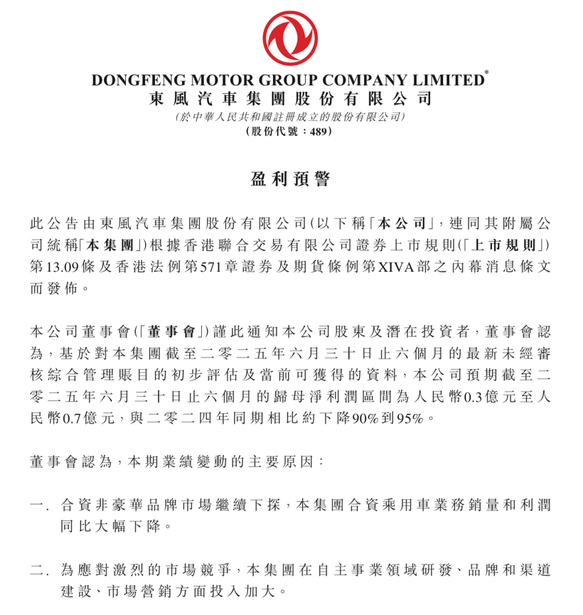 利润下滑超九成、股价逆势上攻，东风汽车集团突然停牌引猜想