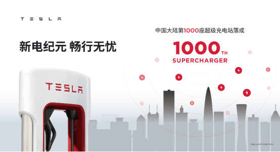 特斯拉超级充电站中国大陆极速突破第1000座
