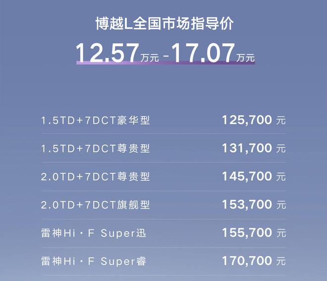 售12.57-17.07万元 吉利博越L正式上市