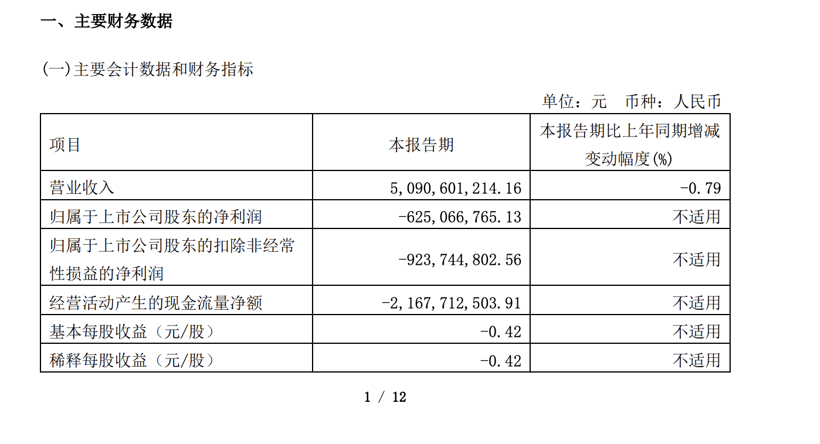 赛力斯公布一季度财报：营收同比下降0.79%；归母净利润亏损6.25亿元