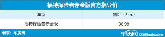 福特探险者赤金版正式上市 售价38.98万元