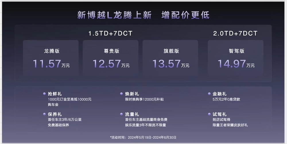 售价11.57~14.97万 吉利新博越L正式上市