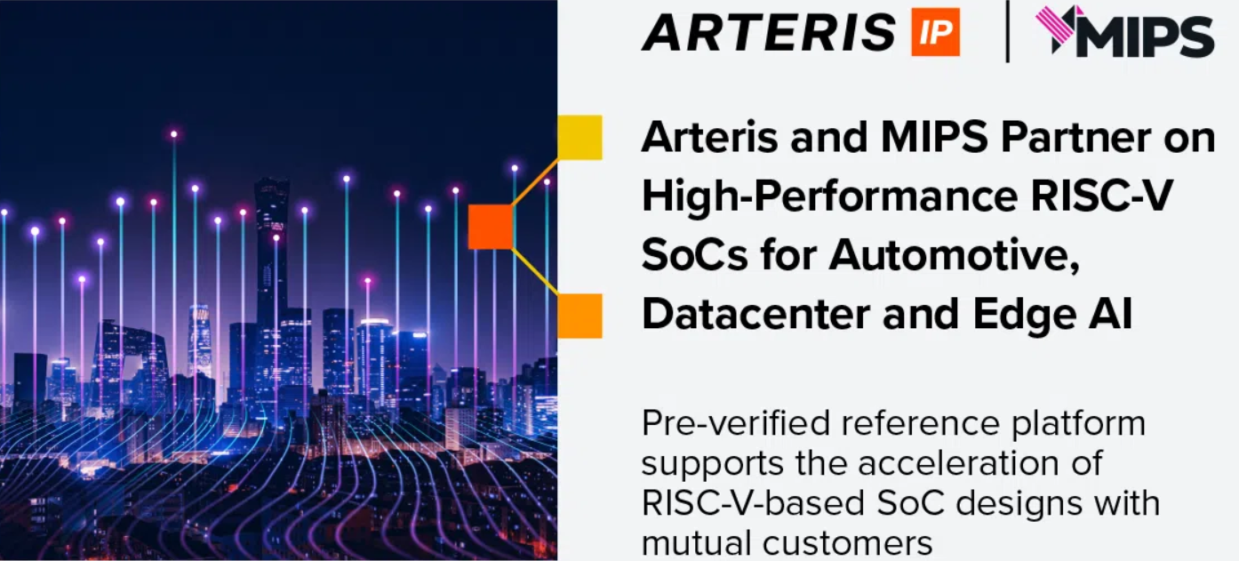 Arteris与MIPS合作开发高性能RISC-V SoC 用于汽车、数据中心和边缘AI