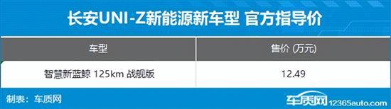 长安UNI-Z新能源新车型上市 售12.49万元