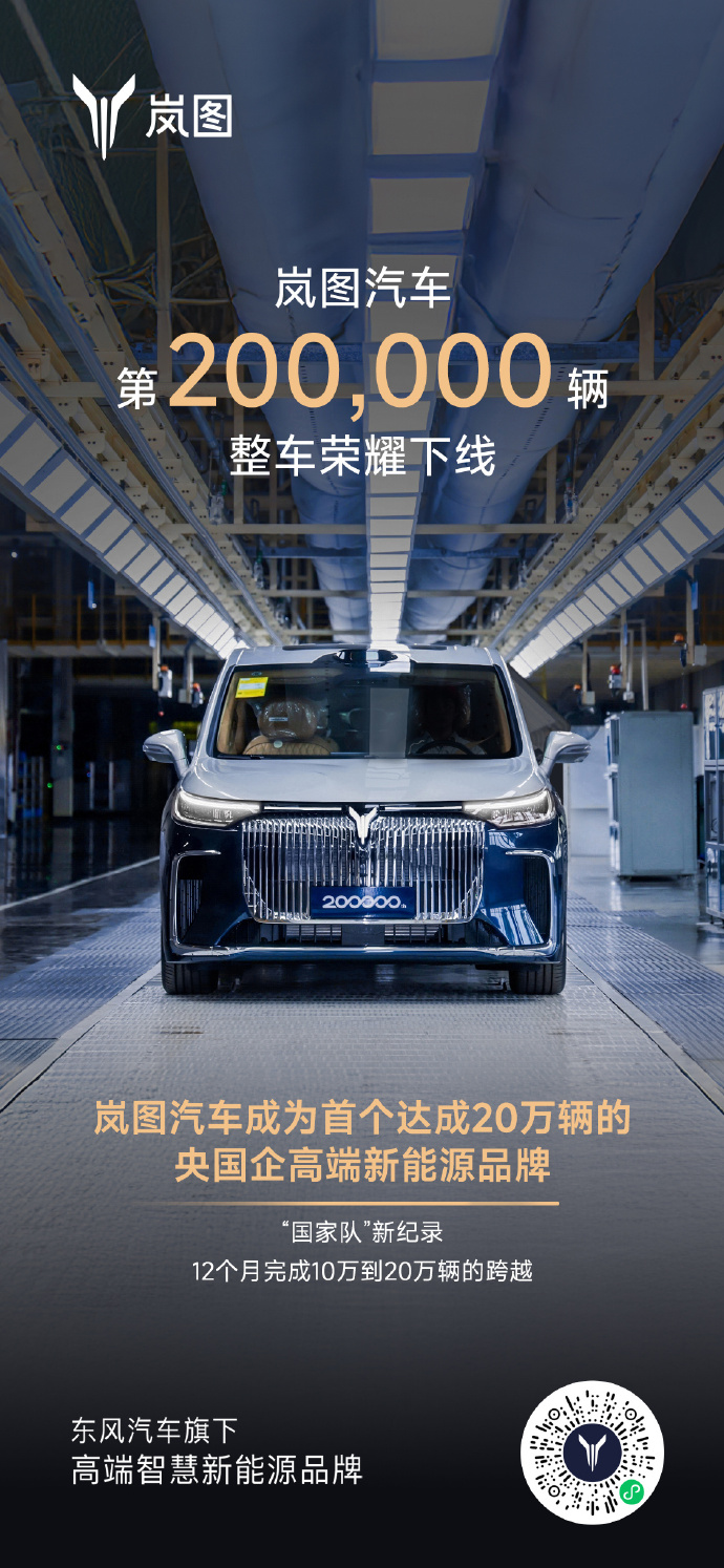 岚图汽车第20万辆整车下线