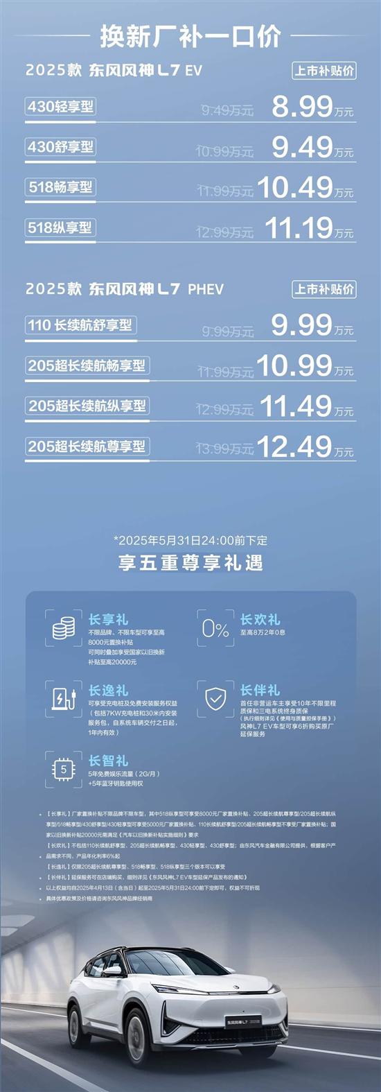 2025款东风风神L7新能源上市 售9.49万起