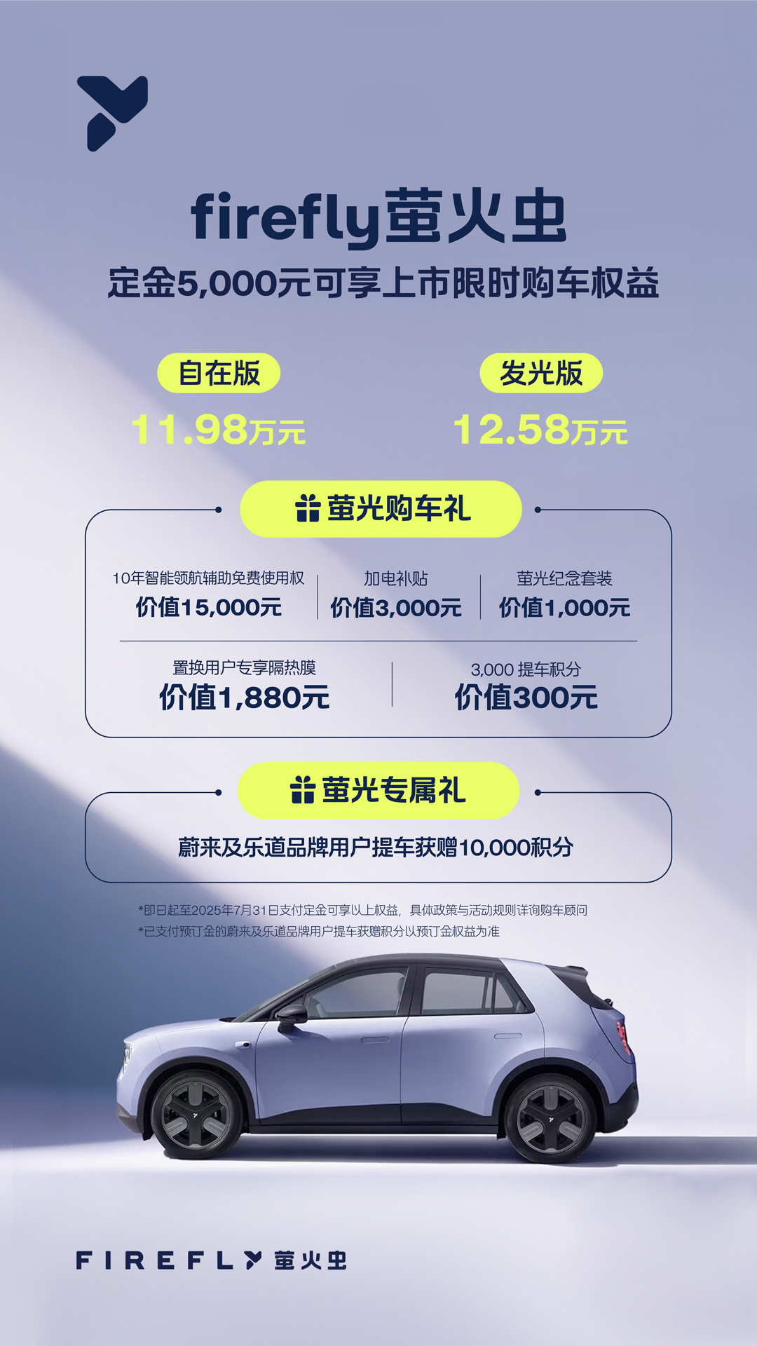 蔚来全新品牌firefly萤火虫首款同名车型正式上市，11.98万元起