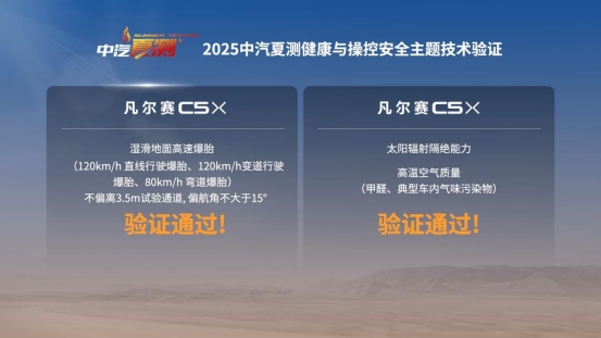 凡尔赛C5 X获2025中汽夏测健康与操控双安全权威验证证书