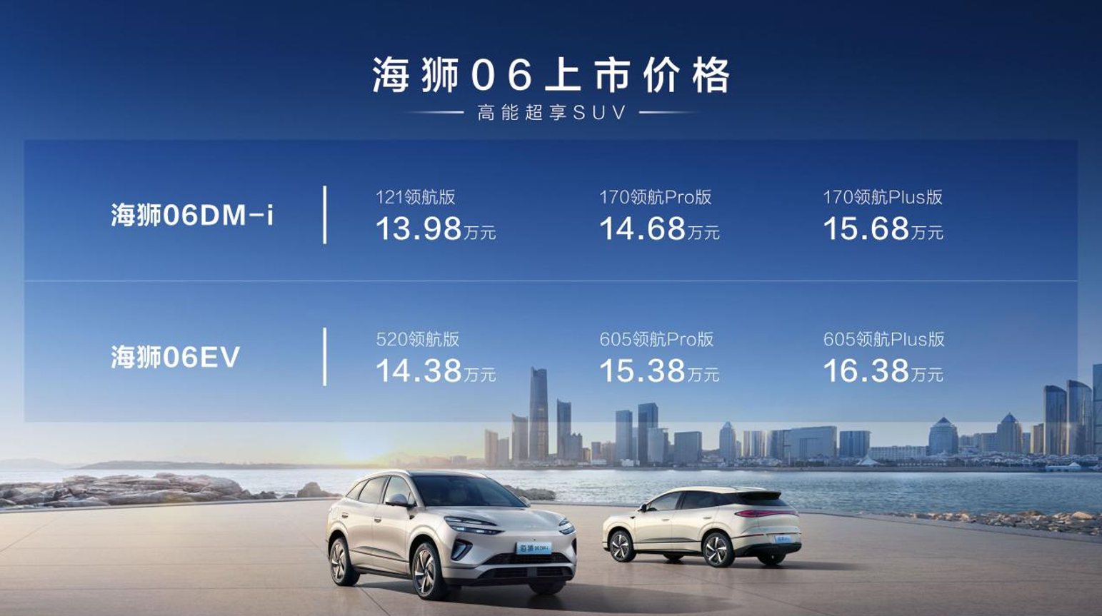 ​比亚迪海狮06中型SUV上市，提供DM-i与EV双版本