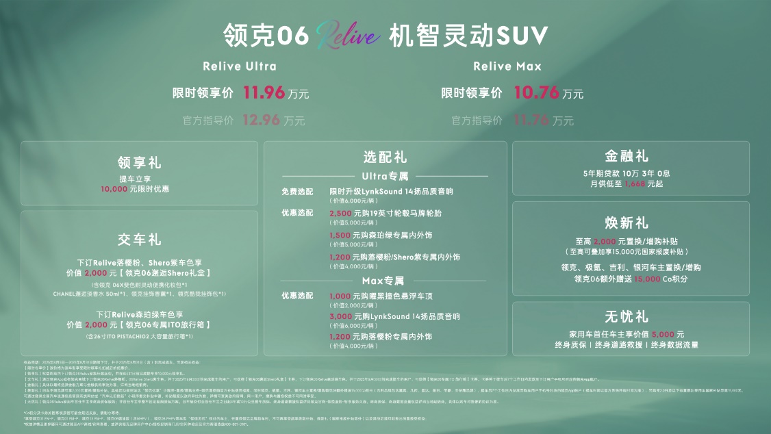 领克06 Relive焕新上市，限时售价10.76万元起