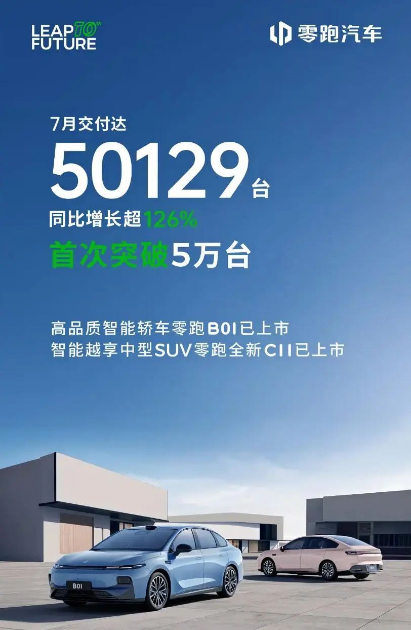 七月销量观察：零跑登顶，华为小米继续贴身肉搏